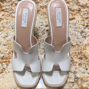 Seven7 Creme Slide Espadrille wedge Sandals